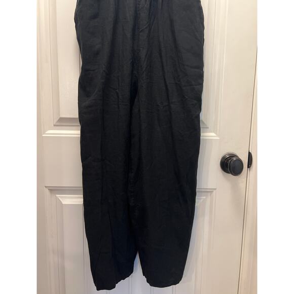 Old Navy Women Waist-Defined Linen-Blend Crop Smocked Cami Jumpsuit SZ XL Black - Picture 4 of 7